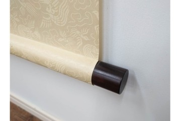 複製　絹本　清王朝　王鐸　「臨張芝帖」の掛け軸　解説釈文書・共箱付き　(R-087082)