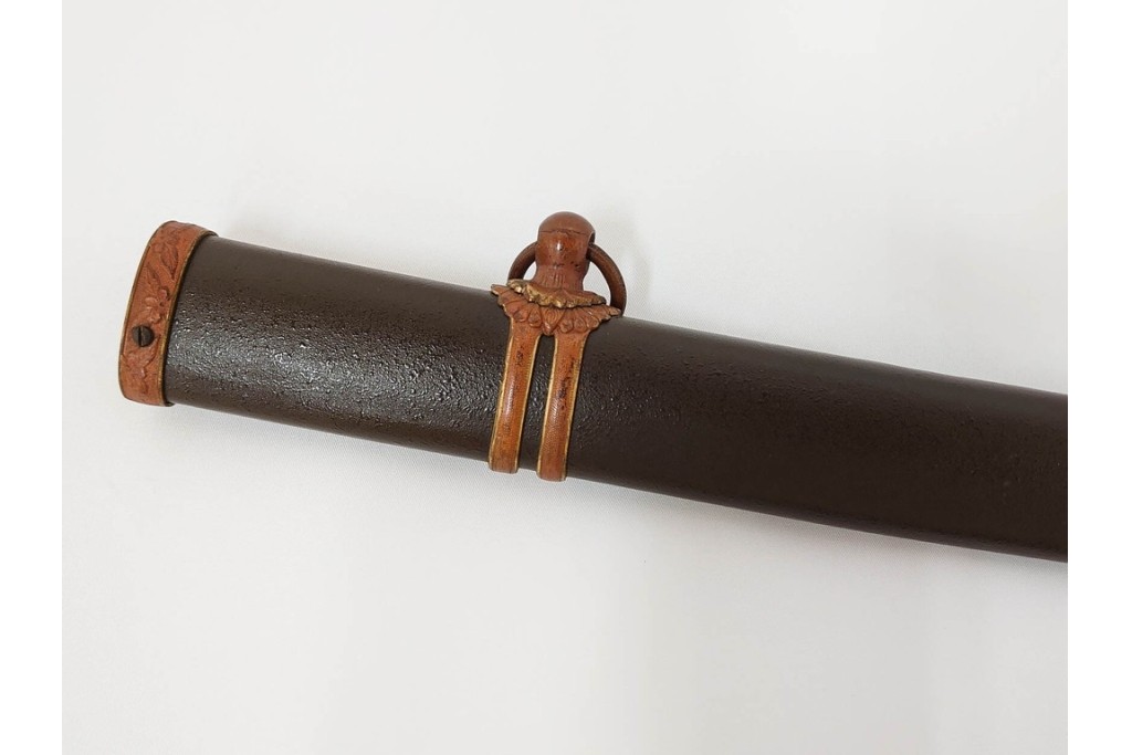 当時物　旧日本陸軍　鮫皮　「一」の刻印あり　九八式軍刀拵(鞘・柄・鍔・切羽・鎺)　鞘袋付き　(R-087084)