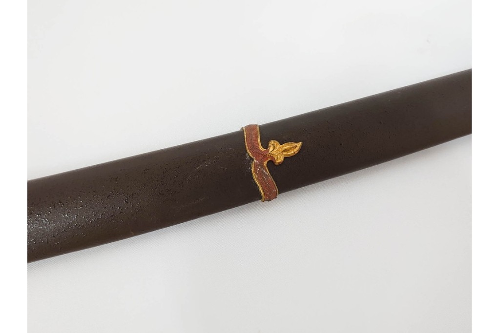 当時物　旧日本陸軍　鮫皮　「一」の刻印あり　九八式軍刀拵(鞘・柄・鍔・切羽・鎺)　鞘袋付き　(R-087084)