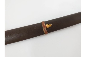 当時物　旧日本陸軍　鮫皮　「一」の刻印あり　九八式軍刀拵(鞘・柄・鍔・切羽・鎺)　鞘袋付き　(R-087084)