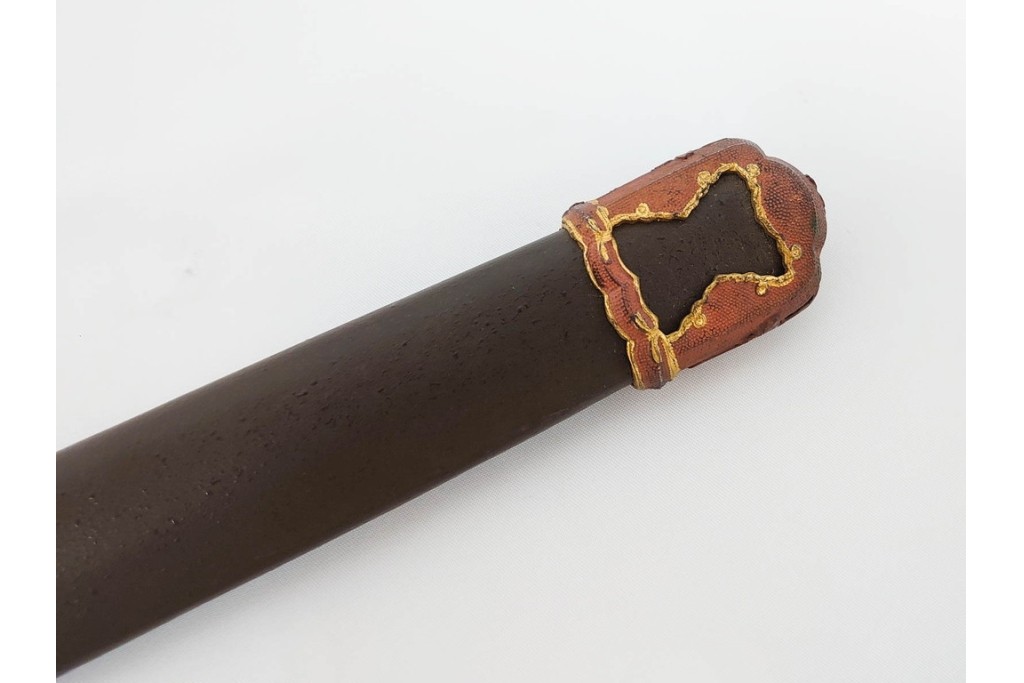 当時物　旧日本陸軍　鮫皮　「一」の刻印あり　九八式軍刀拵(鞘・柄・鍔・切羽・鎺)　鞘袋付き　(R-087084)