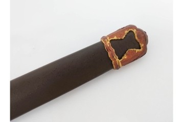 当時物　旧日本陸軍　鮫皮　「一」の刻印あり　九八式軍刀拵(鞘・柄・鍔・切羽・鎺)　鞘袋付き　(R-087084)