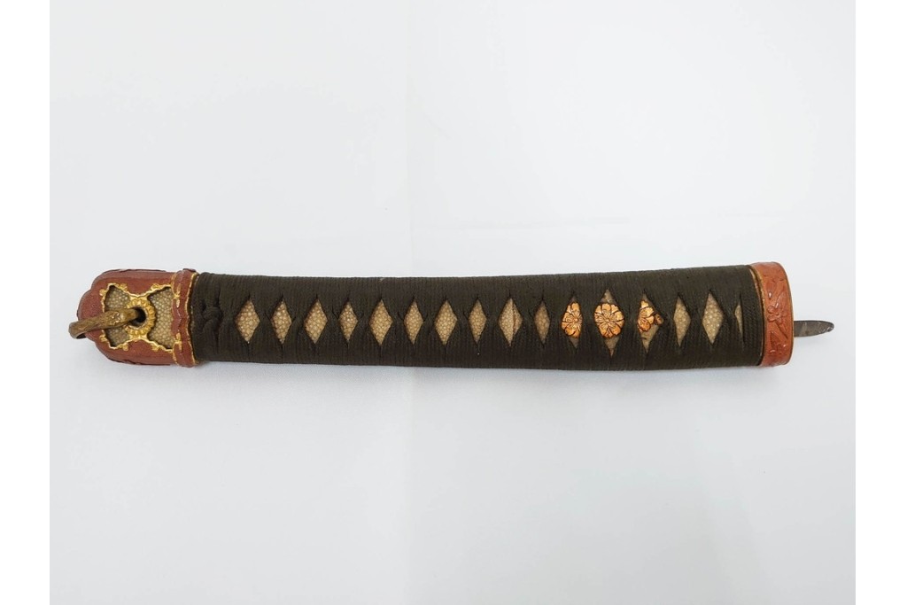 当時物　旧日本陸軍　鮫皮　「一」の刻印あり　九八式軍刀拵(鞘・柄・鍔・切羽・鎺)　鞘袋付き　(R-087084)