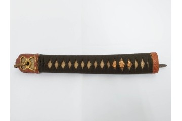 当時物　旧日本陸軍　鮫皮　「一」の刻印あり　九八式軍刀拵(鞘・柄・鍔・切羽・鎺)　鞘袋付き　(R-087084)