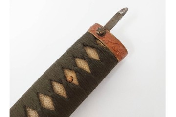 当時物　旧日本陸軍　鮫皮　「一」の刻印あり　九八式軍刀拵(鞘・柄・鍔・切羽・鎺)　鞘袋付き　(R-087084)