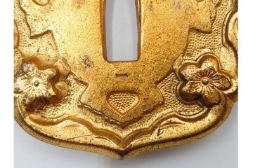 当時物　旧日本陸軍　鮫皮　「一」の刻印あり　九八式軍刀拵(鞘・柄・鍔・切羽・鎺)　鞘袋付き　(R-087084)