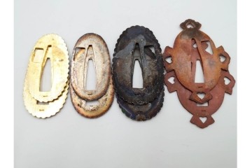 当時物　旧日本陸軍　鮫皮　「一」の刻印あり　九八式軍刀拵(鞘・柄・鍔・切羽・鎺)　鞘袋付き　(R-087084)