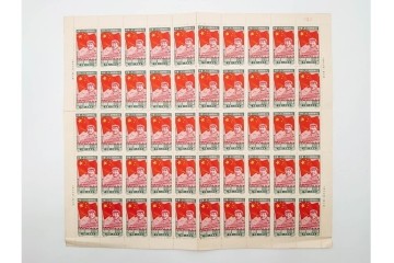 1950年　中華人民共和国開国記念　10000圓(50枚×2シート)・5000圓(50枚×2シート)　東北貼用　毛沢東図案の未使用切手シート4枚セット　(R-087088)