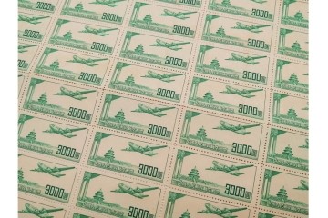 1951年　未使用　中華人民郵政航空郵票(1000圓・3000圓/各50枚×2シート)　天壇図航空切手のシート4枚セット　(R-087089)