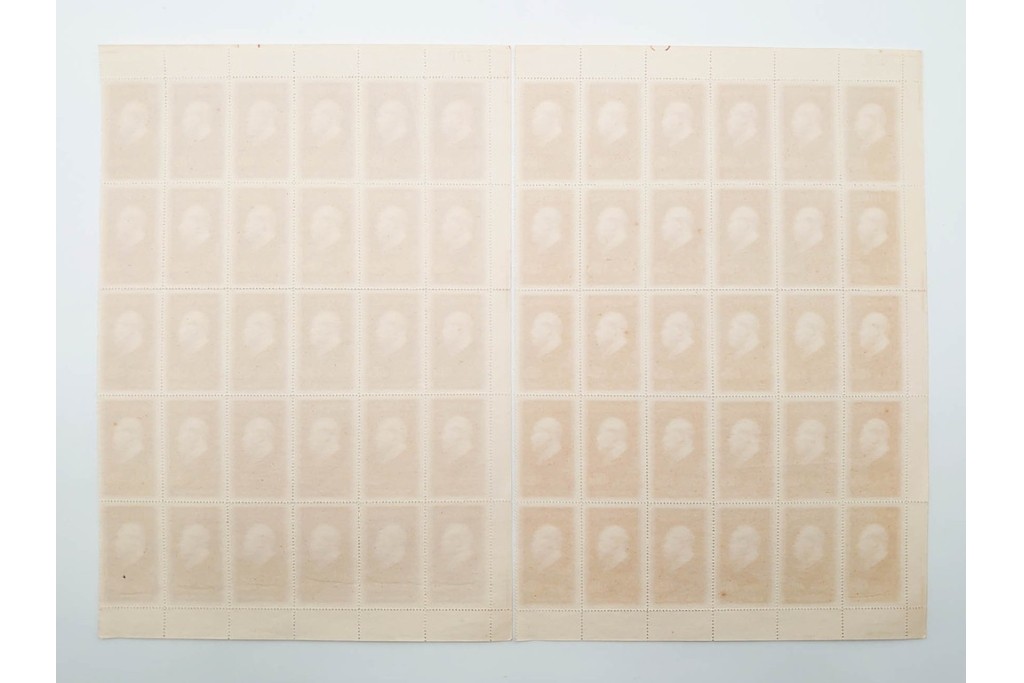 1951年　中国人民郵政　中国共産党30周年記念　400圓の耳付きシート　毛沢東図案の未使用切手 計300枚セット　(R-087090)