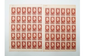 1951年　中国人民郵政　中国共産党30周年記念　400圓の耳付きシート　毛沢東図案の未使用切手 計300枚セット　(R-087090)