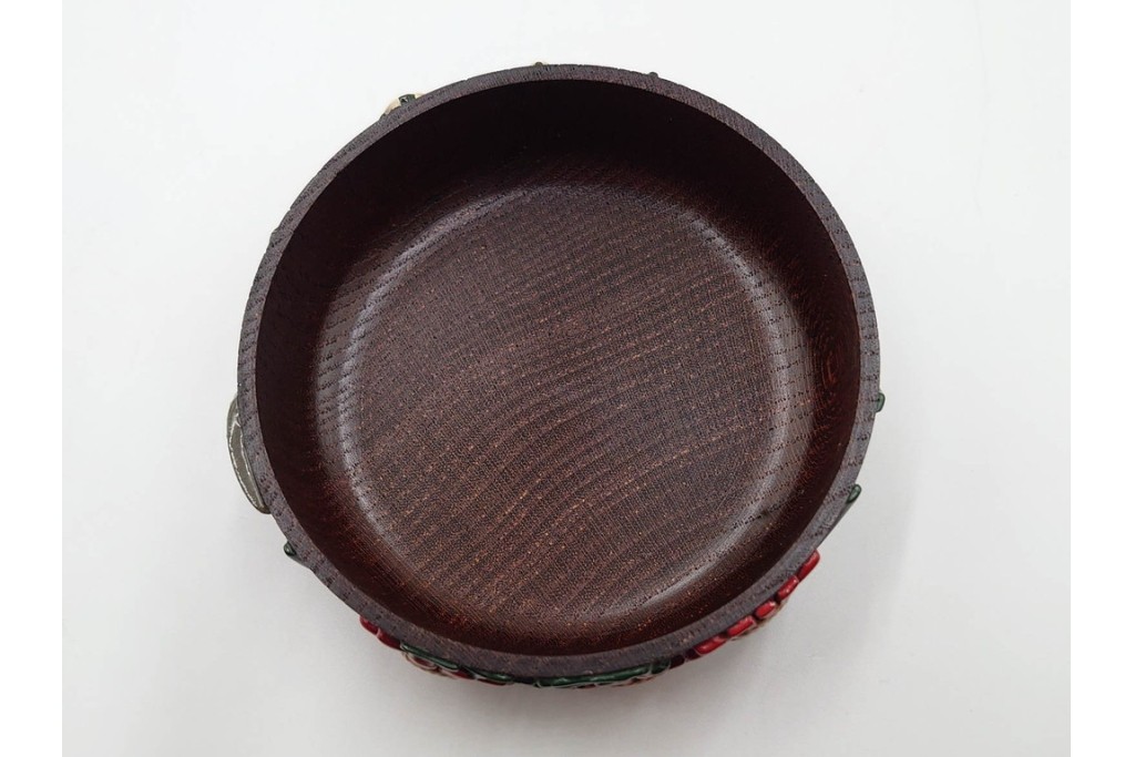 五代　金城一国斎(自勝)作　八十一歳　四君子画の高盛絵木地棗　共箱付き　(R-087092)