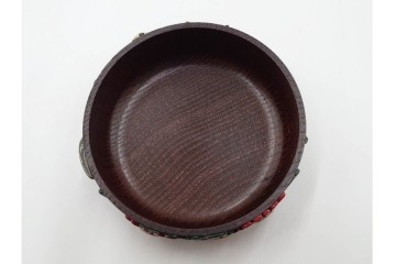 五代　金城一国斎(自勝)作　八十一歳　四君子画の高盛絵木地棗　共箱付き　(R-087092)