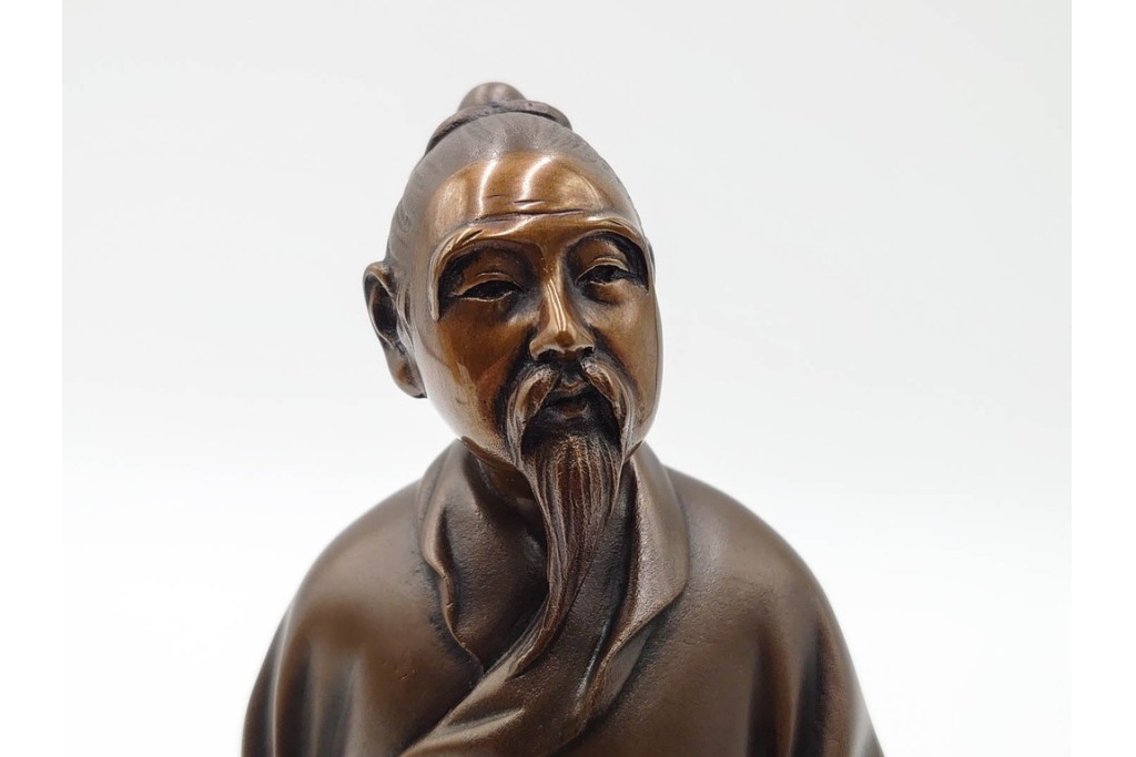 金工師　村田宏　蝋型鋳銅の桃仙人像　共箱付き　(R-087093)