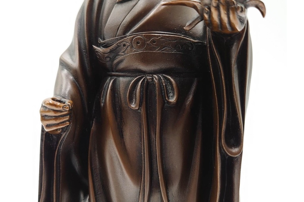 金工師　村田宏　蝋型鋳銅の桃仙人像　共箱付き　(R-087093)