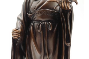 金工師　村田宏　蝋型鋳銅の桃仙人像　共箱付き　(R-087093)