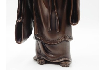 金工師　村田宏　蝋型鋳銅の桃仙人像　共箱付き　(R-087093)