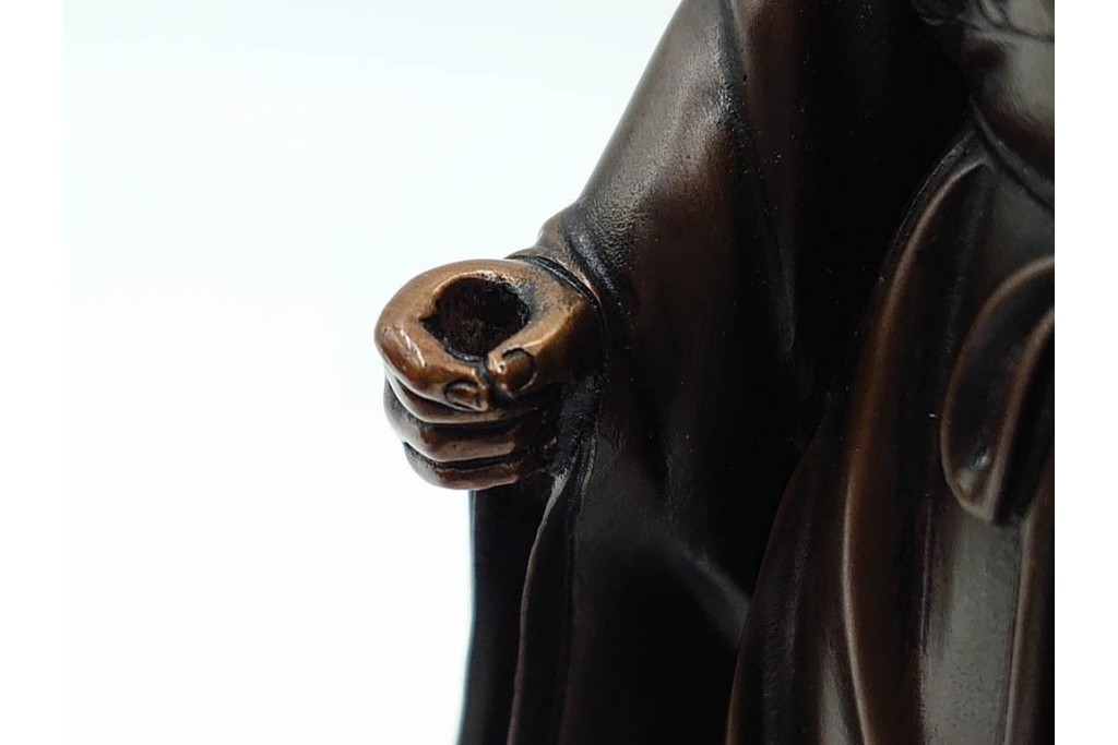 金工師　村田宏　蝋型鋳銅の桃仙人像　共箱付き　(R-087093)