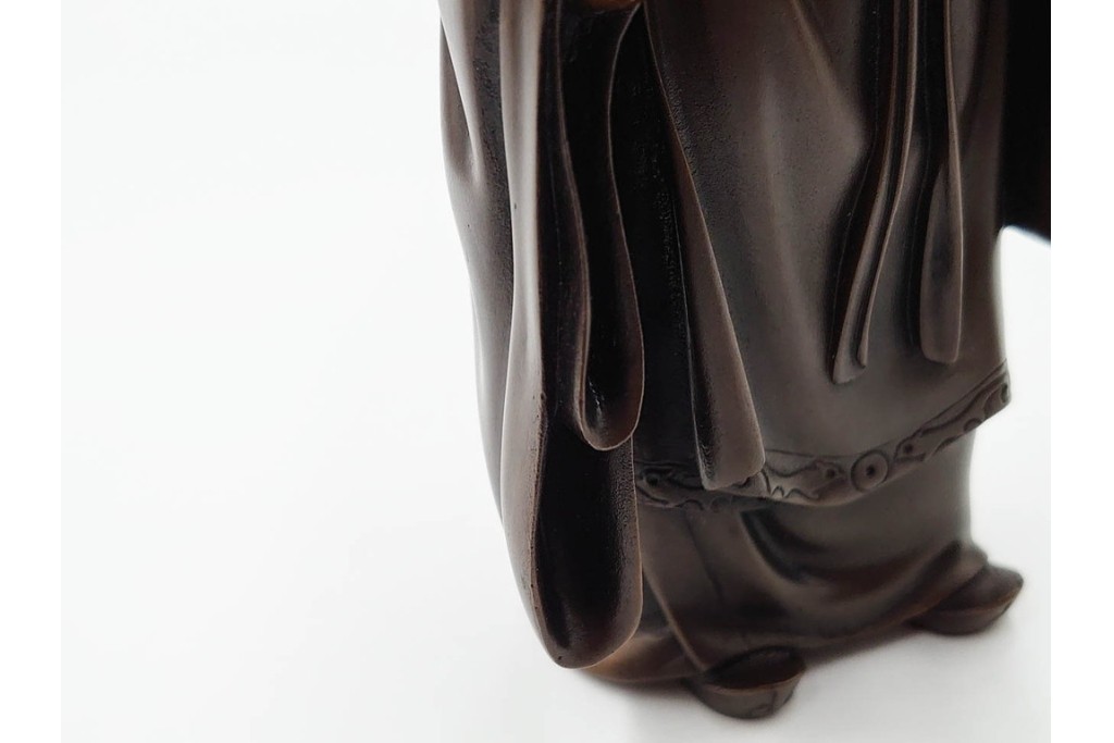 金工師　村田宏　蝋型鋳銅の桃仙人像　共箱付き　(R-087093)