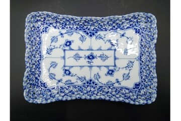 デンマーク製　ROYAL COPENHAGEN(ロイヤルコペンハーゲン)　フルレース　ダブルレースのトレイ　定価約13万円　(R-087094)