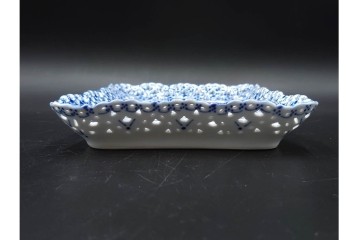 デンマーク製　ROYAL COPENHAGEN(ロイヤルコペンハーゲン)　フルレース　ダブルレースのトレイ　定価約13万円　(R-087094)