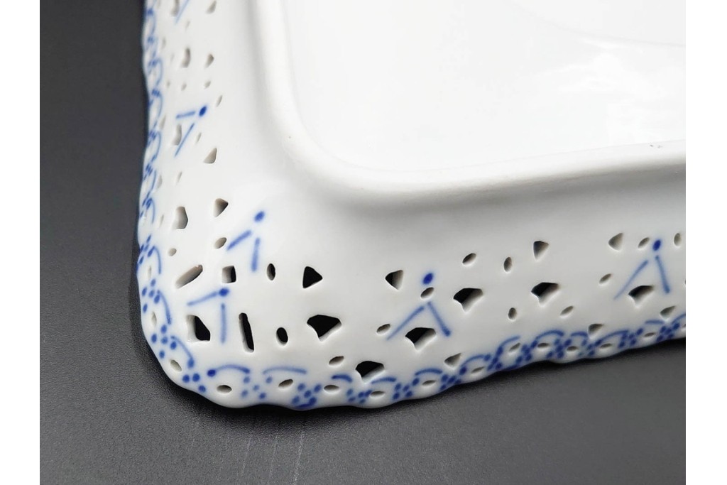 デンマーク製　ROYAL COPENHAGEN(ロイヤルコペンハーゲン)　フルレース　ダブルレースのトレイ　定価約13万円　(R-087094)