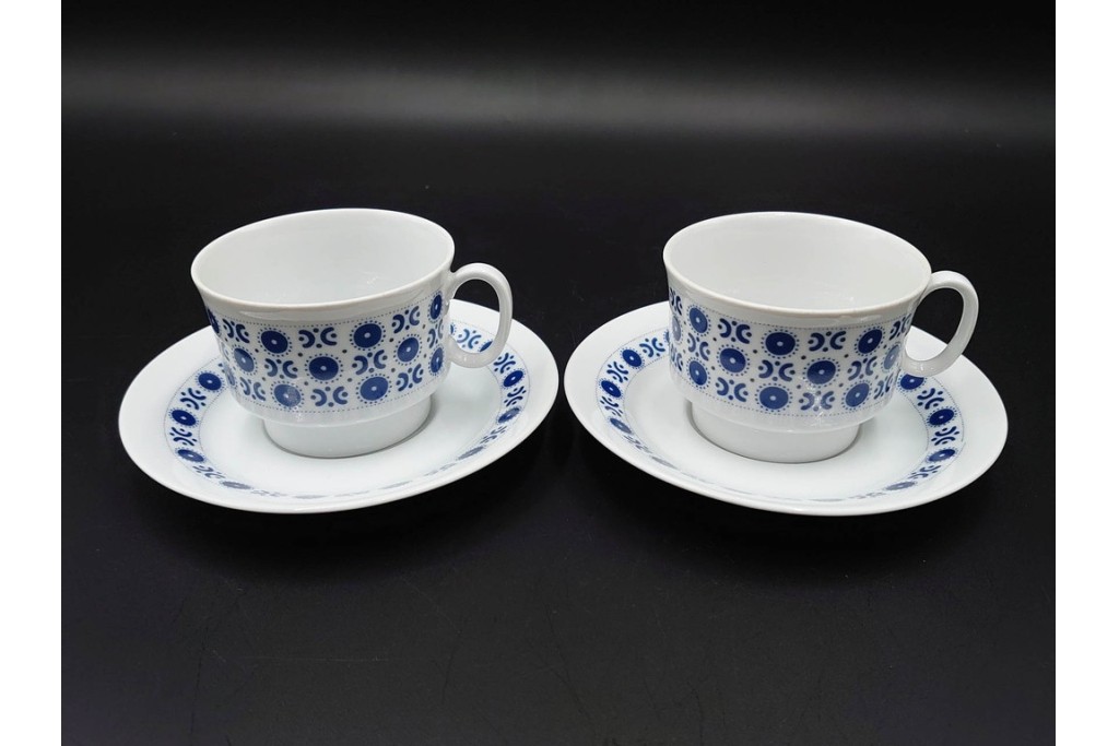 スウェーデンヴィンテージ　Karlskrona(カールスクローナ)　Upsala Ekeby(ウプサラエクビー)　プレート・カップ&ソーサー5客セット　(R-087095)