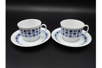 スウェーデンヴィンテージ　Karlskrona(カールスクローナ)　Upsala Ekeby(ウプサラエクビー)　プレート・カップ&ソーサー5客セット　(R-087095)