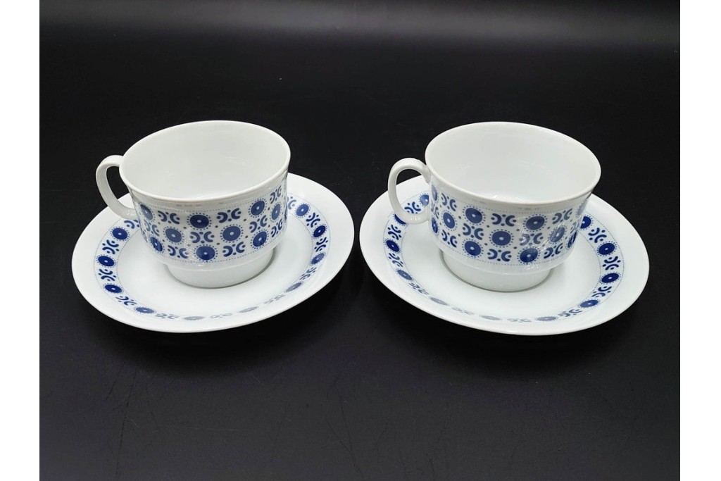 スウェーデンヴィンテージ　Karlskrona(カールスクローナ)　Upsala Ekeby(ウプサラエクビー)　プレート・カップ&ソーサー5客セット　(R-087095)