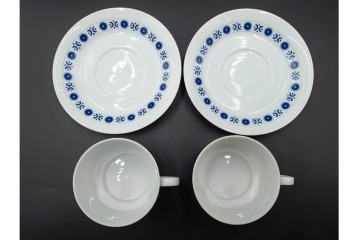 スウェーデンヴィンテージ　Karlskrona(カールスクローナ)　Upsala Ekeby(ウプサラエクビー)　プレート・カップ&ソーサー5客セット　(R-087095)