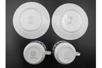 スウェーデンヴィンテージ　Karlskrona(カールスクローナ)　Upsala Ekeby(ウプサラエクビー)　プレート・カップ&ソーサー5客セット　(R-087095)