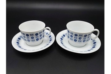 スウェーデンヴィンテージ　Karlskrona(カールスクローナ)　Upsala Ekeby(ウプサラエクビー)　プレート・カップ&ソーサー5客セット　(R-087095)