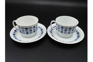 スウェーデンヴィンテージ　Karlskrona(カールスクローナ)　Upsala Ekeby(ウプサラエクビー)　プレート・カップ&ソーサー5客セット　(R-087095)