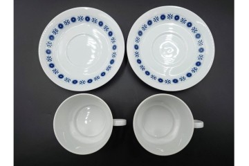 スウェーデンヴィンテージ　Karlskrona(カールスクローナ)　Upsala Ekeby(ウプサラエクビー)　プレート・カップ&ソーサー5客セット　(R-087095)