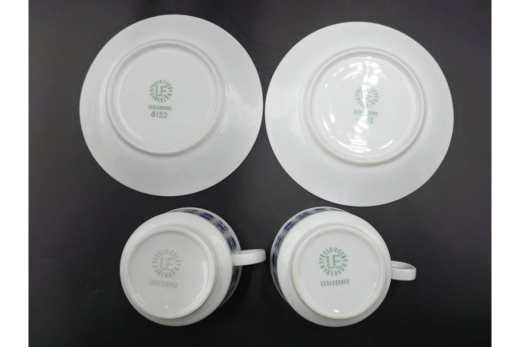 スウェーデンヴィンテージ　Karlskrona(カールスクローナ)　Upsala Ekeby(ウプサラエクビー)　プレート・カップ&ソーサー5客セット　(R-087095)