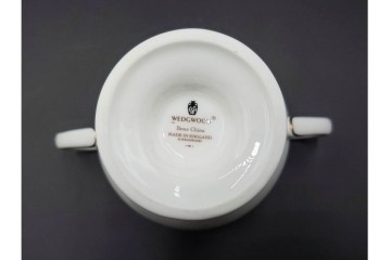 イギリス　WEDGWOOD(ウェッジウッド)　コロンビア　エナメル　セージグリーン　シュガーポット・クリーマー・カップ&ソーサー2客・プレート5点の洋食器11点セット　(R-087096)