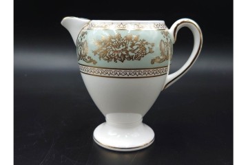 イギリス　WEDGWOOD(ウェッジウッド)　コロンビア　エナメル　セージグリーン　シュガーポット・クリーマー・カップ&ソーサー2客・プレート5点の洋食器11点セット　(R-087096)