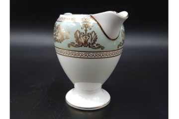 イギリス　WEDGWOOD(ウェッジウッド)　コロンビア　エナメル　セージグリーン　シュガーポット・クリーマー・カップ&ソーサー2客・プレート5点の洋食器11点セット　(R-087096)