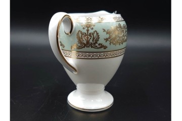 イギリス　WEDGWOOD(ウェッジウッド)　コロンビア　エナメル　セージグリーン　シュガーポット・クリーマー・カップ&ソーサー2客・プレート5点の洋食器11点セット　(R-087096)