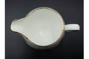 イギリス　WEDGWOOD(ウェッジウッド)　コロンビア　エナメル　セージグリーン　シュガーポット・クリーマー・カップ&ソーサー2客・プレート5点の洋食器11点セット　(R-087096)