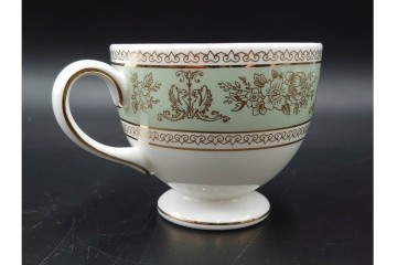 イギリス　WEDGWOOD(ウェッジウッド)　コロンビア　エナメル　セージグリーン　シュガーポット・クリーマー・カップ&ソーサー2客・プレート5点の洋食器11点セット　(R-087096)