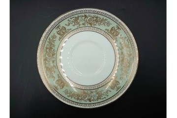 イギリス　WEDGWOOD(ウェッジウッド)　コロンビア　エナメル　セージグリーン　シュガーポット・クリーマー・カップ&ソーサー2客・プレート5点の洋食器11点セット　(R-087096)