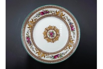 イギリス　WEDGWOOD(ウェッジウッド)　コロンビア　エナメル　セージグリーン　シュガーポット・クリーマー・カップ&ソーサー2客・プレート5点の洋食器11点セット　(R-087096)