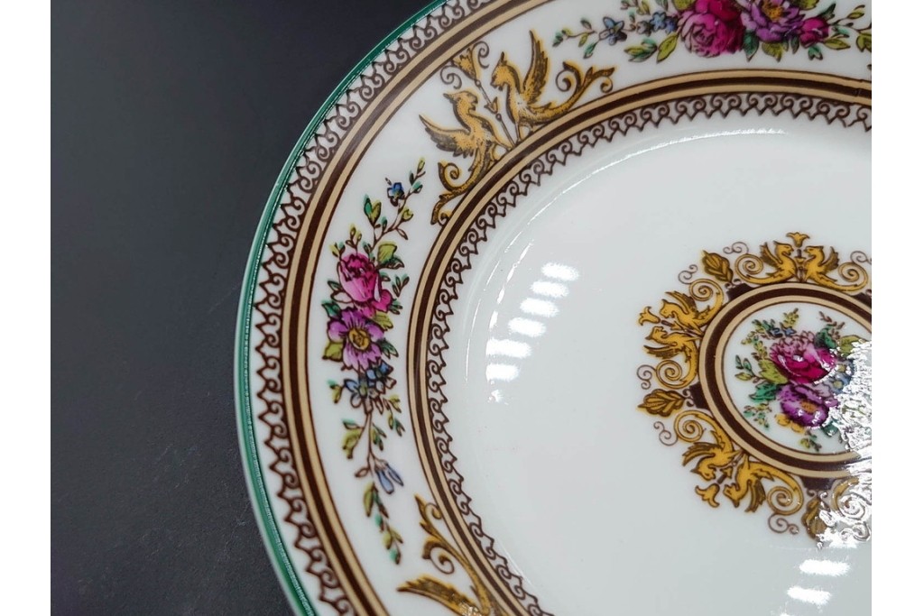 イギリス　WEDGWOOD(ウェッジウッド)　コロンビア　エナメル　セージグリーン　シュガーポット・クリーマー・カップ&ソーサー2客・プレート5点の洋食器11点セット　(R-087096)