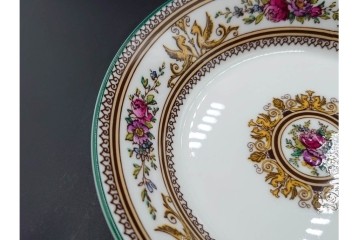 イギリス　WEDGWOOD(ウェッジウッド)　コロンビア　エナメル　セージグリーン　シュガーポット・クリーマー・カップ&ソーサー2客・プレート5点の洋食器11点セット　(R-087096)