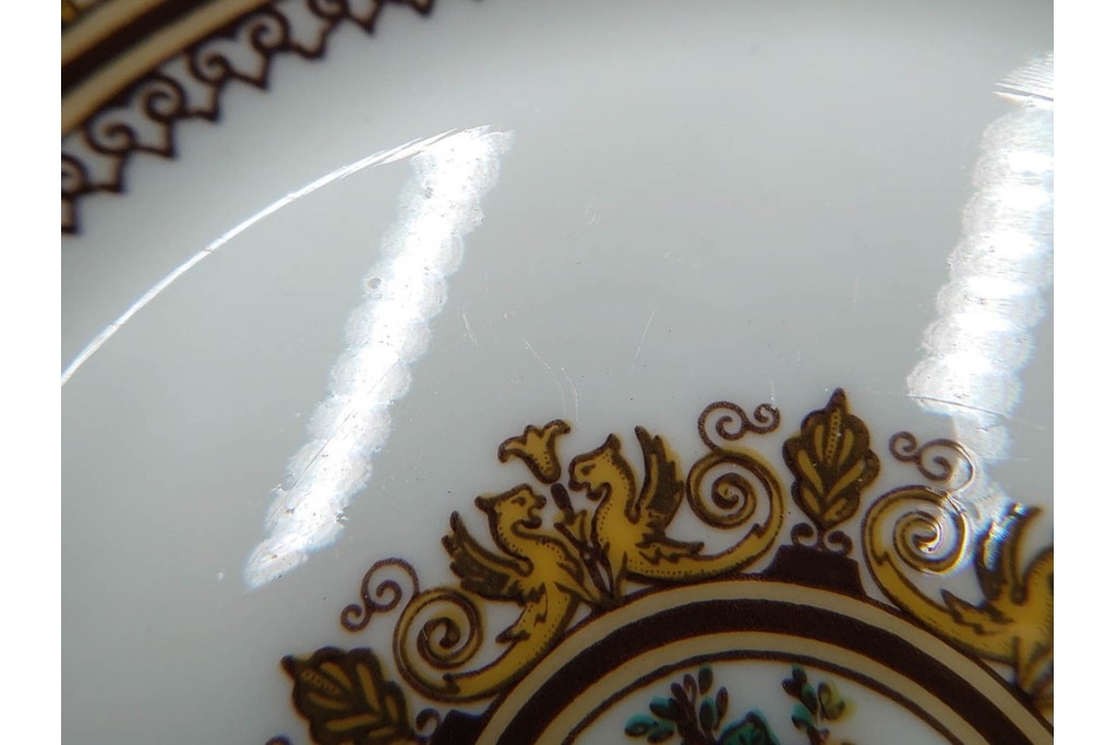 イギリス　WEDGWOOD(ウェッジウッド)　コロンビア　エナメル　セージグリーン　シュガーポット・クリーマー・カップ&ソーサー2客・プレート5点の洋食器11点セット　(R-087096)