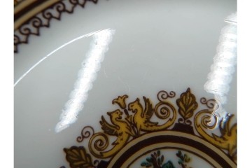 イギリス　WEDGWOOD(ウェッジウッド)　コロンビア　エナメル　セージグリーン　シュガーポット・クリーマー・カップ&ソーサー2客・プレート5点の洋食器11点セット　(R-087096)