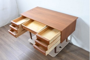 デンマークヴィンテージ　背面まで美しいチーク材のパートナーデスク　(R-087101)