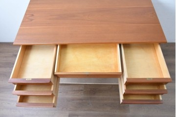 デンマークヴィンテージ　背面まで美しいチーク材のパートナーデスク　(R-087101)