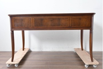 中古　海外輸入家具　マホガニー材　優雅な脚線美が印象に残るクラシカルなワークデスク　(R-087105)